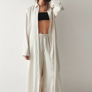 H&M Cream Long Sleeve Dress